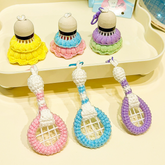 Wholesale Customizable Crocheted Badminton Keychain, Gaggift, Sport charm Keyring Accessories Car Decor Backpack Keychain