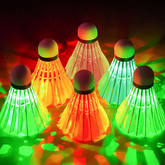 Badminton Birdies LED Badminton Shuttlecocks 6 Pack Glow in The Dark Birdie Ball Colorful Lighting Shuttlecock for Adults Outdoor Indoor Backyard Games Sports Training Practice