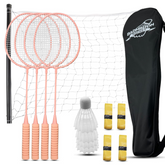 Badminton Rackets Set of 5 for Outdoor Backyard Games, Including 4 Racquets,4 Shuttlecocks, 4 Replacement Grip Tapes,1 Badminton net & 1 Carry Bag