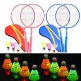 Badminton Rackets Set for Children Kid Shuttlecocks Sports Nylon Alloy Badminton Racquet Set with LED Badminton Birdies Carrying Bags