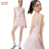 Sportswear Fitness Tennis Wear Sets Shockproof Bra Gym Training Pleated Skirt Pickleball Padel Clothes Badminton Set