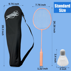 Badminton Rackets Set of 5 for Outdoor Backyard Games, Including 4 Racquets,4 Shuttlecocks, 4 Replacement Grip Tapes,1 Badminton net & 1 Carry Bag