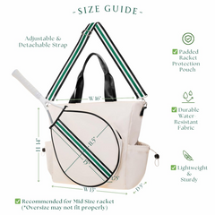 Tennis Bag Tennis Racket Tote for Women & Men Unisex - Sports Racquet Pickleball, Badminton, Squash Case Convertible Shoulder/Crossbody Strap Stylish Design, Large Compartment