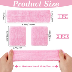 3Pcs Neon Sports Headband Wristband Set Athletic Bands Wicking Sweat Absorbing Head Wrist Band Sports Competitions Sweatbands Breathable Terry Cloth for Men Women