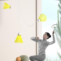 New Single Hanging Badminton Trainer Set Durable Nylon Shuttlecocks for Parent-Child Rebound Training Complete Equipment