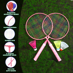 Badminton Rackets Set for Children Kid Shuttlecocks Sports Nylon Alloy Badminton Racquet Set with LED Badminton Birdies Carrying Bags