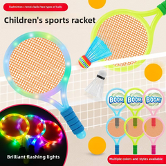 LED Light up Racket Set of 2 Glow in the Dark Badminton Racket Set for Kids Plastic Indoor and Outdoor Sports Toy
