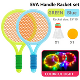 LED Light up Racket Set of 2 Glow in the Dark Badminton Racket Set for Kids Plastic Indoor and Outdoor Sports Toy