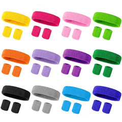 3Pcs Neon Sports Headband Wristband Set Athletic Bands Wicking Sweat Absorbing Head Wrist Band Sports Competitions Sweatbands Breathable Terry Cloth for Men Women