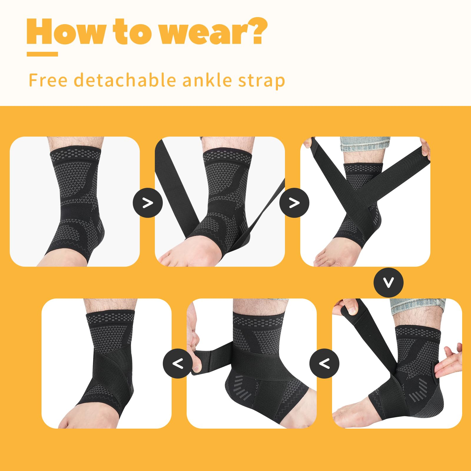 Ankle Brace for Women an Men Adjustable Compression Sleeve (Pair)-Ankle Support Heel Brace for Achilles Tendonitis, Plantar Fasciitis-Eases Swelling and Sprained Ankle