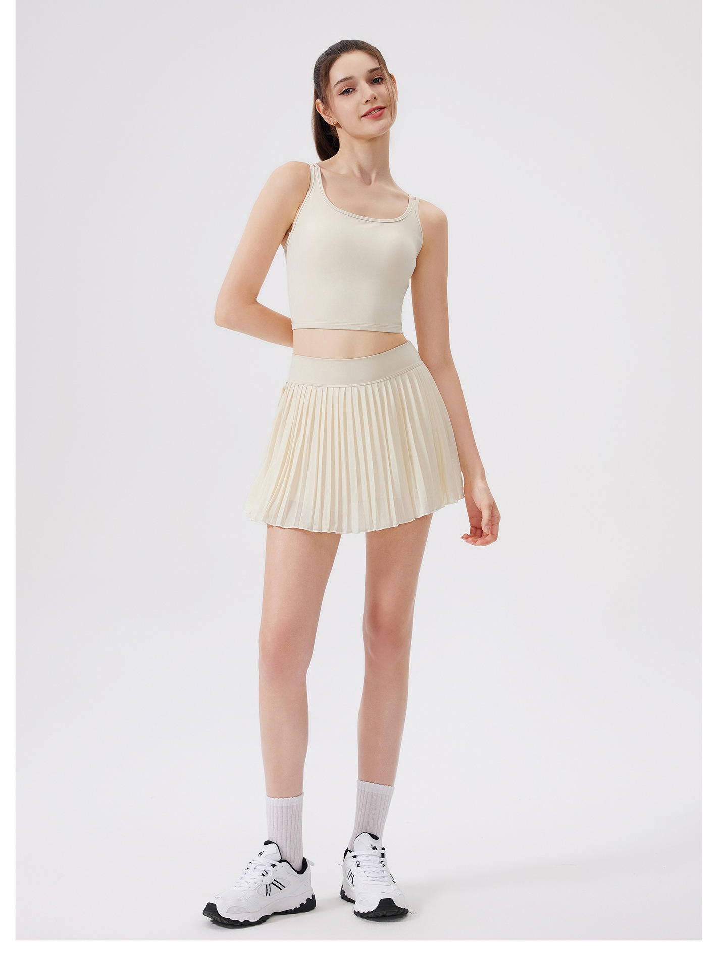 Sportswear Fitness Tennis Wear Sets Shockproof Bra Gym Training Pleated Skirt Pickleball Padel Clothes Badminton Set