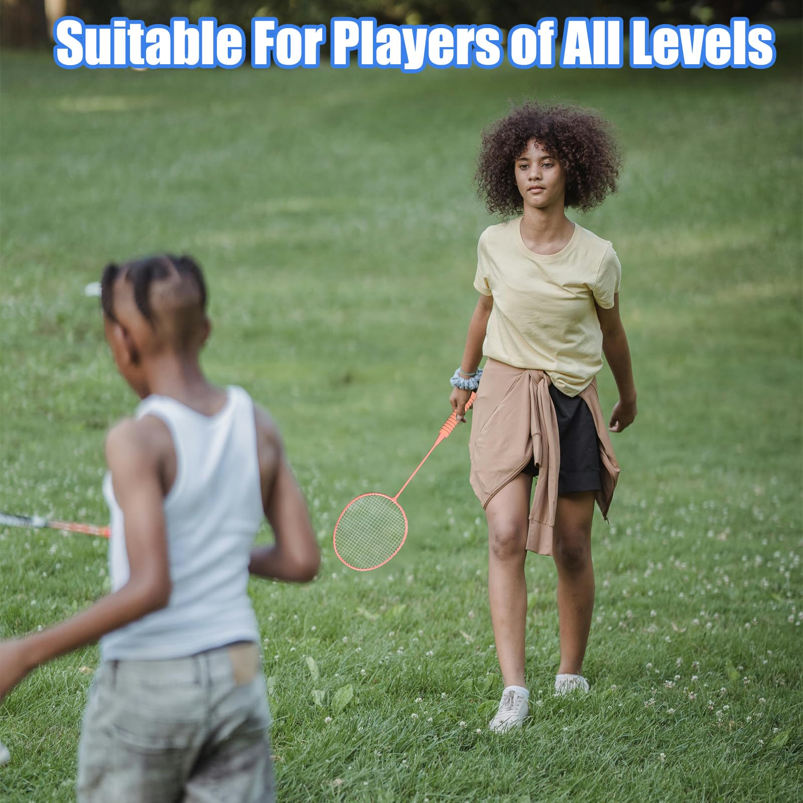 Badminton Rackets Set of 5 for Outdoor Backyard Games, Including 4 Racquets,4 Shuttlecocks, 4 Replacement Grip Tapes,1 Badminton net & 1 Carry Bag