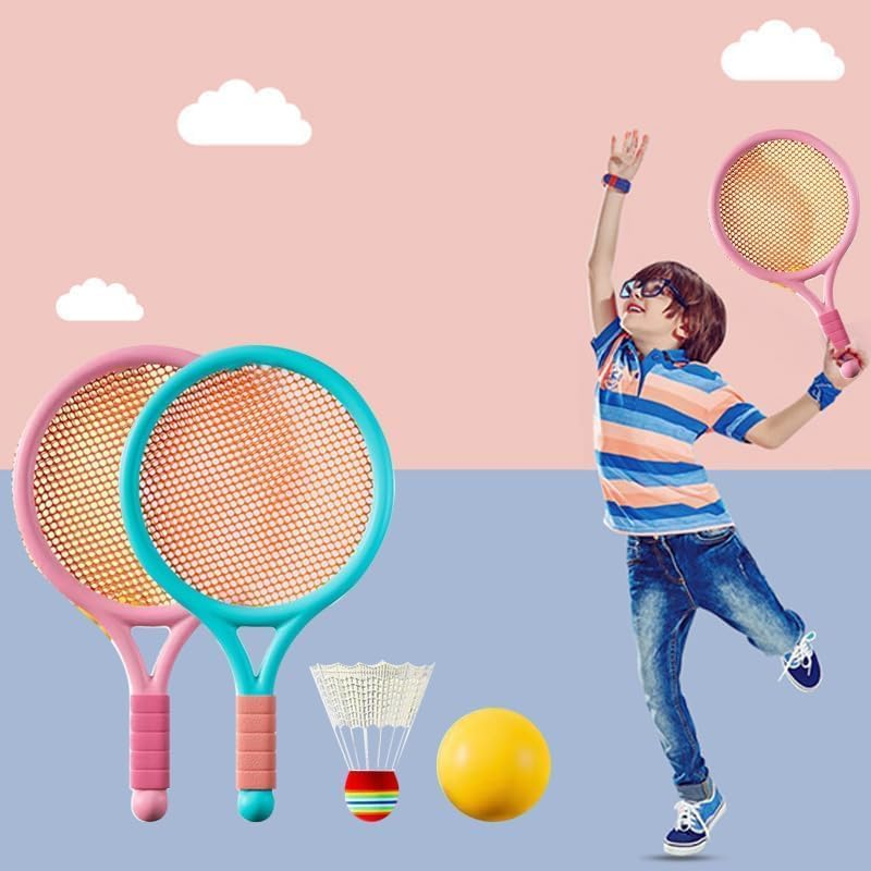 Hot Children's Badminton Racket Set Soft and Light Double Racquet Primary Sport Toy for 3-12 Year Olds