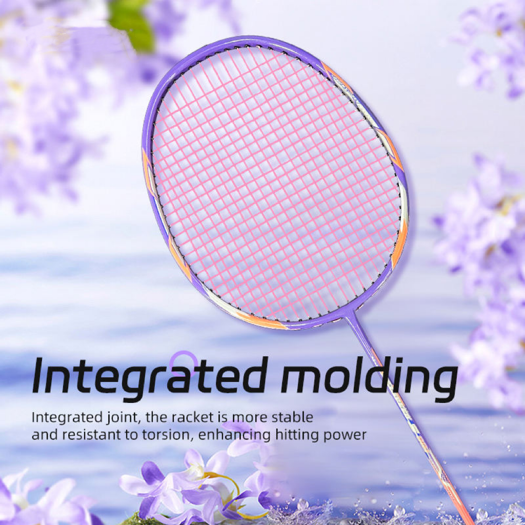Professional All Carbon ultra Light Shock-absorbing High Bounce Badminton Racket with Customizable logo