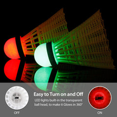LED Shuttlecock Badminton Birdies Shuttlecock Dark Night Nylon Glow  Lighting for Outdoor Indoor Sport Activities 4Packs Multi Color