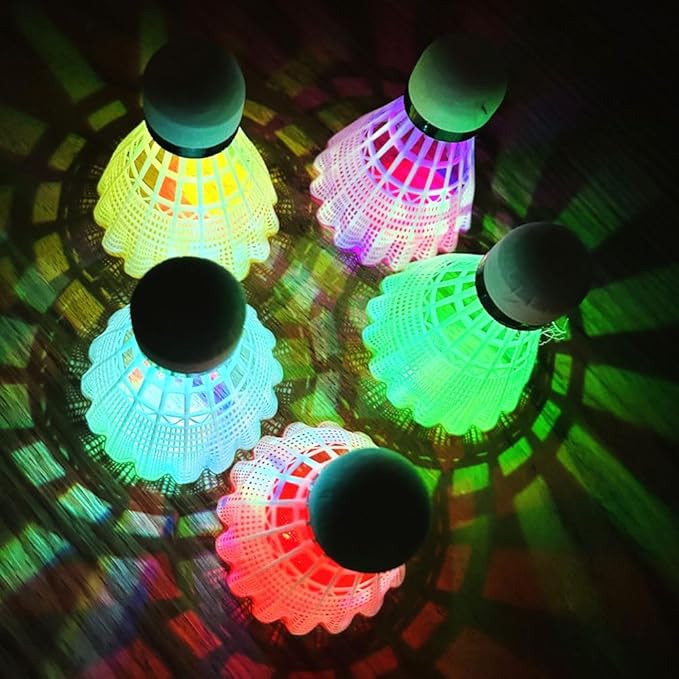 LED Shuttlecock Badminton Birdies Shuttlecock Dark Night Nylon Glow  Lighting for Outdoor Indoor Sport Activities 4Packs Multi Color