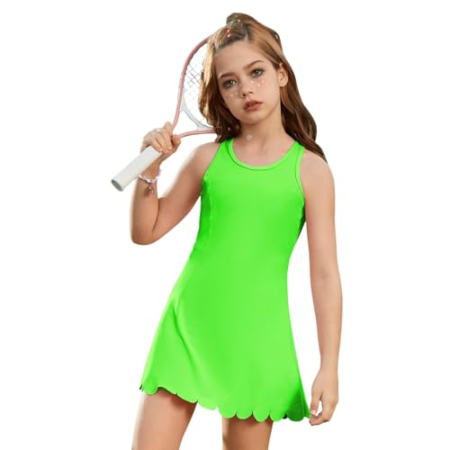 Girls Tennis Badminton Dress Sleeveless Golf Outfit High Waist Workout Athletic Skorts Sets with Shorts Pockets