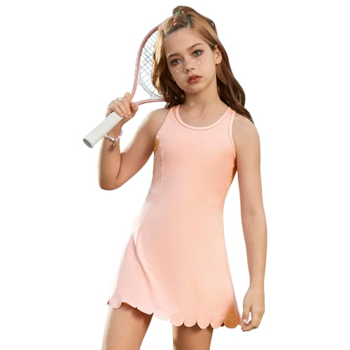Girls Tennis Badminton Dress Sleeveless Golf Outfit High Waist Workout Athletic Skorts Sets with Shorts Pockets