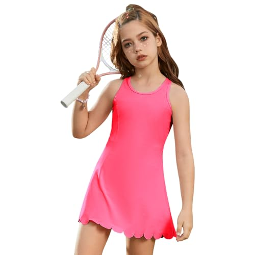 Girls Tennis Badminton Dress Sleeveless Golf Outfit High Waist Workout Athletic Skorts Sets with Shorts Pockets