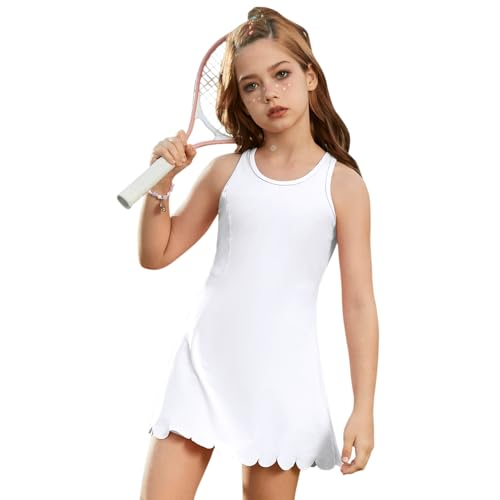 Girls Tennis Badminton Dress Sleeveless Golf Outfit High Waist Workout Athletic Skorts Sets with Shorts Pockets
